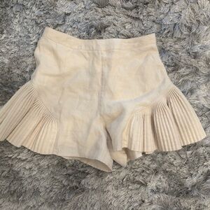 High-Rise Cream Pleated Hem Skort
